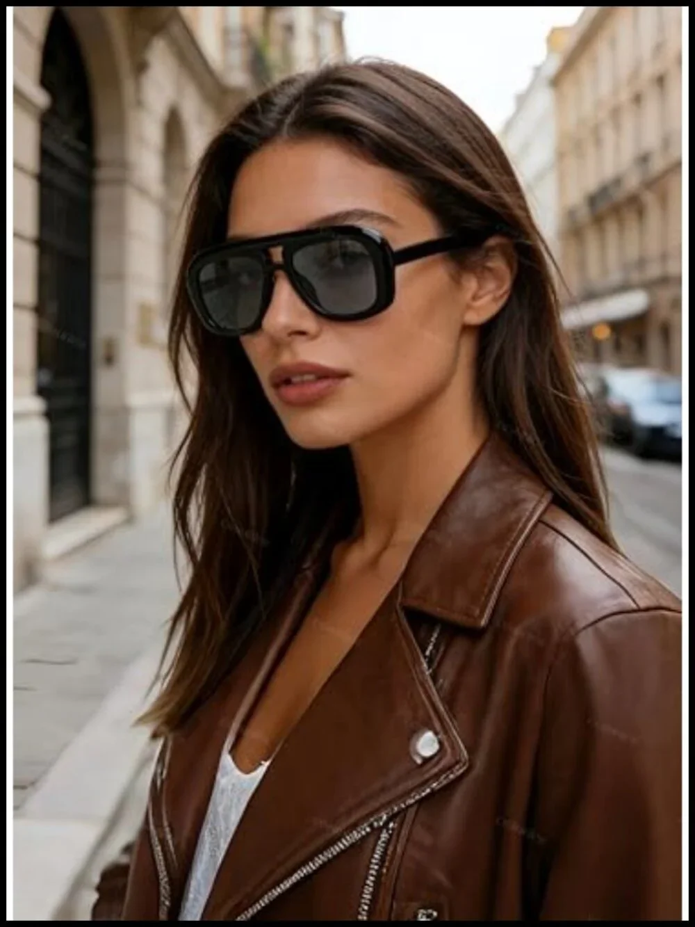 Oversized Square Aviator Sunglasses UV400 Protection Polycarbonate Frame